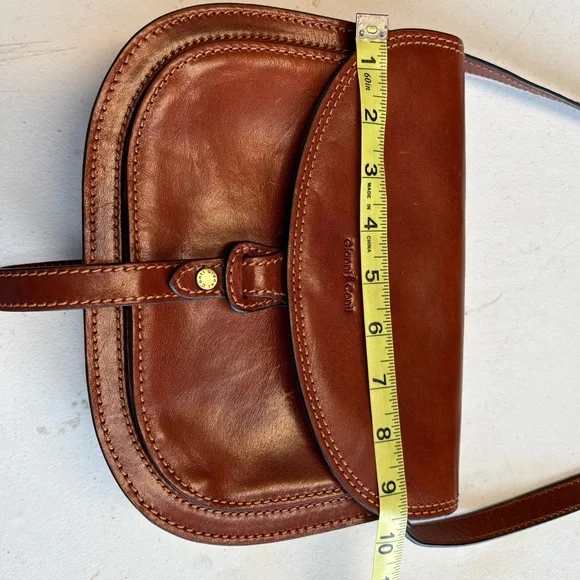 Gianni Conti Brown Leather Crossbody Saddle Bag Adjustable Strap - Picture 5 of 9